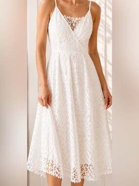 Enfocus Studio Ivory Lace Midi Dress Size 4 Wedding Guest Bridal Shower